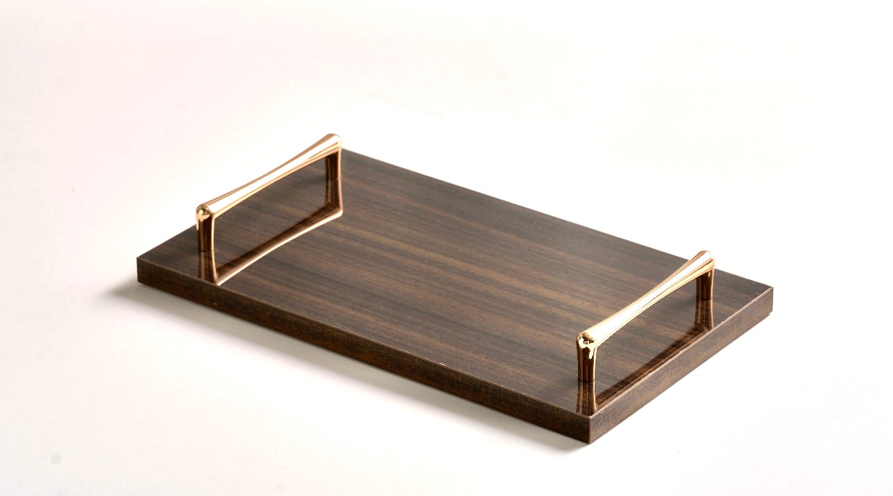 Brown tray gold handles