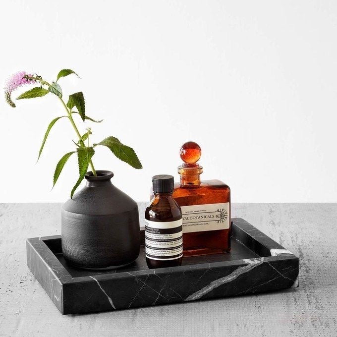 Marble rectangular tray 26*15 cm - Black