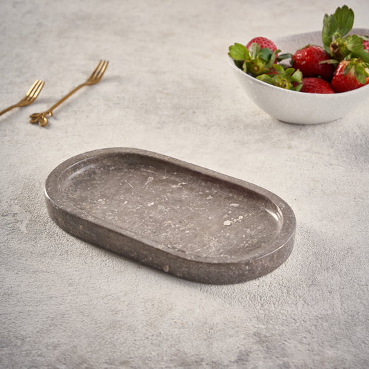 Marble oval tray - Dark grey