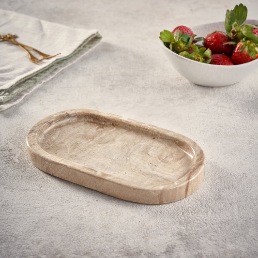 Marble oval tray - Beige