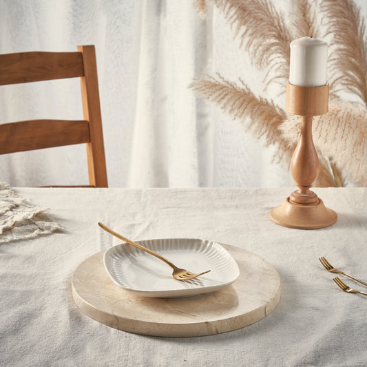 Marble circular platter - Beige