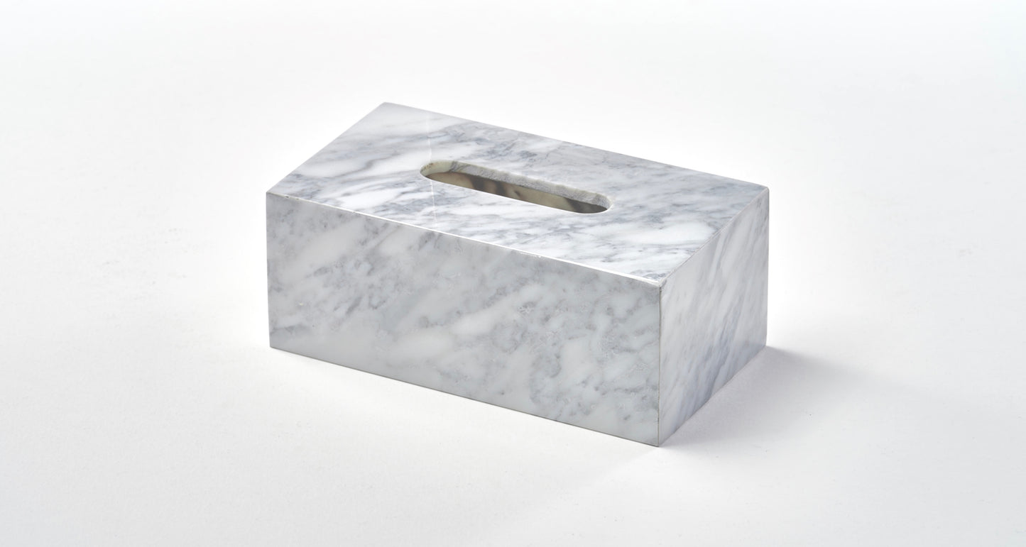 Marble rectangular tissue box - White