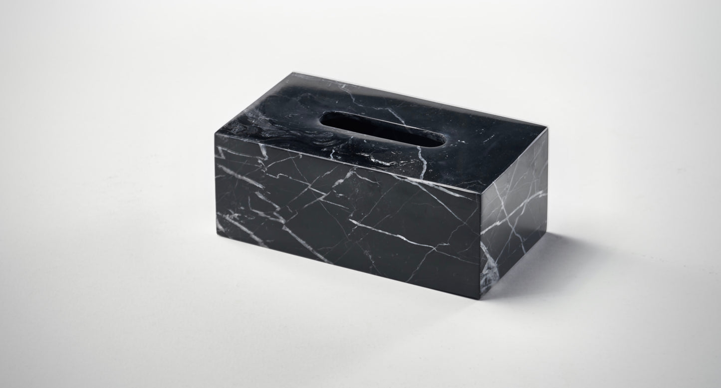 Marble rectangular tissue box - Black