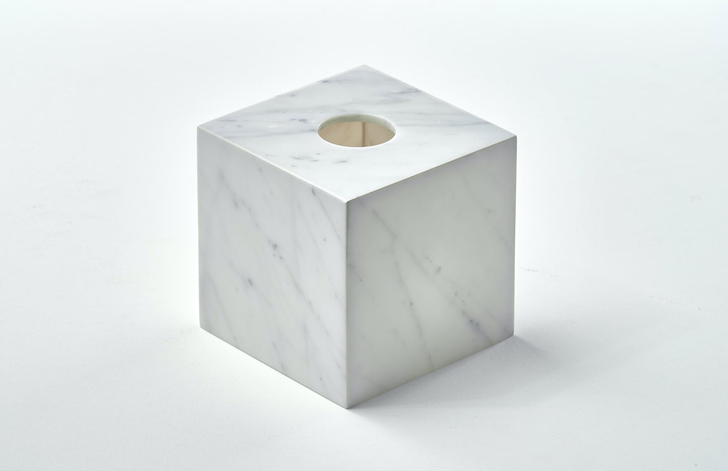 Marble squared tissue box - White