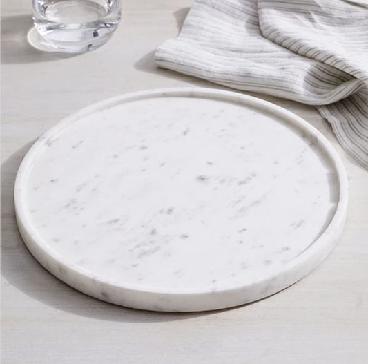 Marble circular tray - White