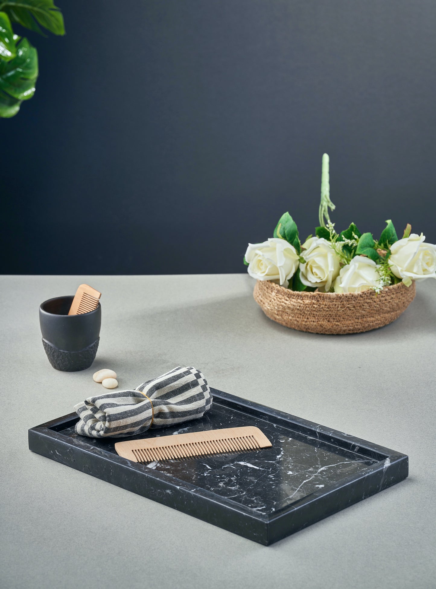 Marble rectangular tray - Black