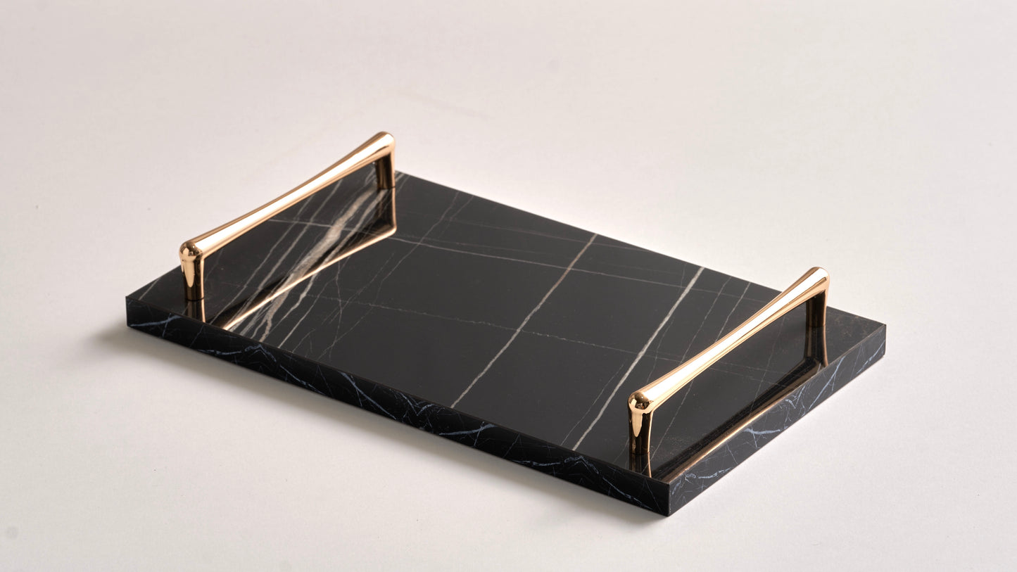 Black tray gold handles