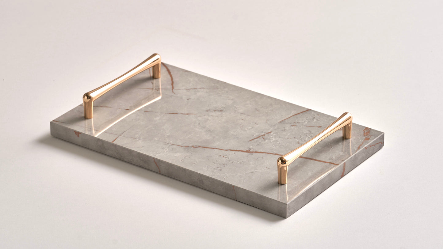 Grey tray gold handles